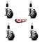 Service Caster 3.5'' Black Poly Swivel 1-3/8'' Expanding Stem Caster Set with Brake, 4PK SCC-EX20S3514-PPUB-BLK-TLB-138-4 - alternate 3